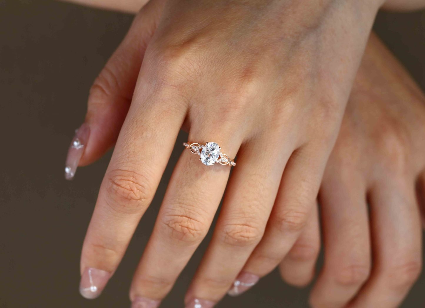 1.5 Carat Oval Cut Moissanite Vintage Engagement Ring In 14K Rose Gold
