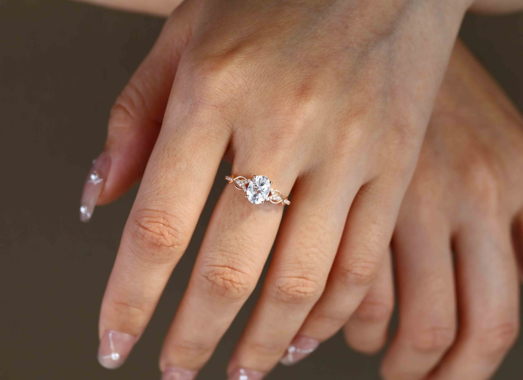 1.5 Carat Oval Cut Moissanite Vintage Engagement Ring In 14K Rose Gold