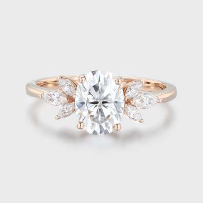 Vintage 1.5Ct Oval Shaped Moissanite Engagement Ring In 14K Rose Gold