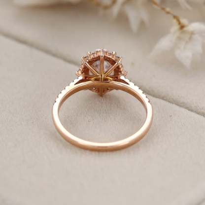 Vintage 1.5 Carat Oval Shaped Moissanite Half Eternity Ring in 14K Rose Gold