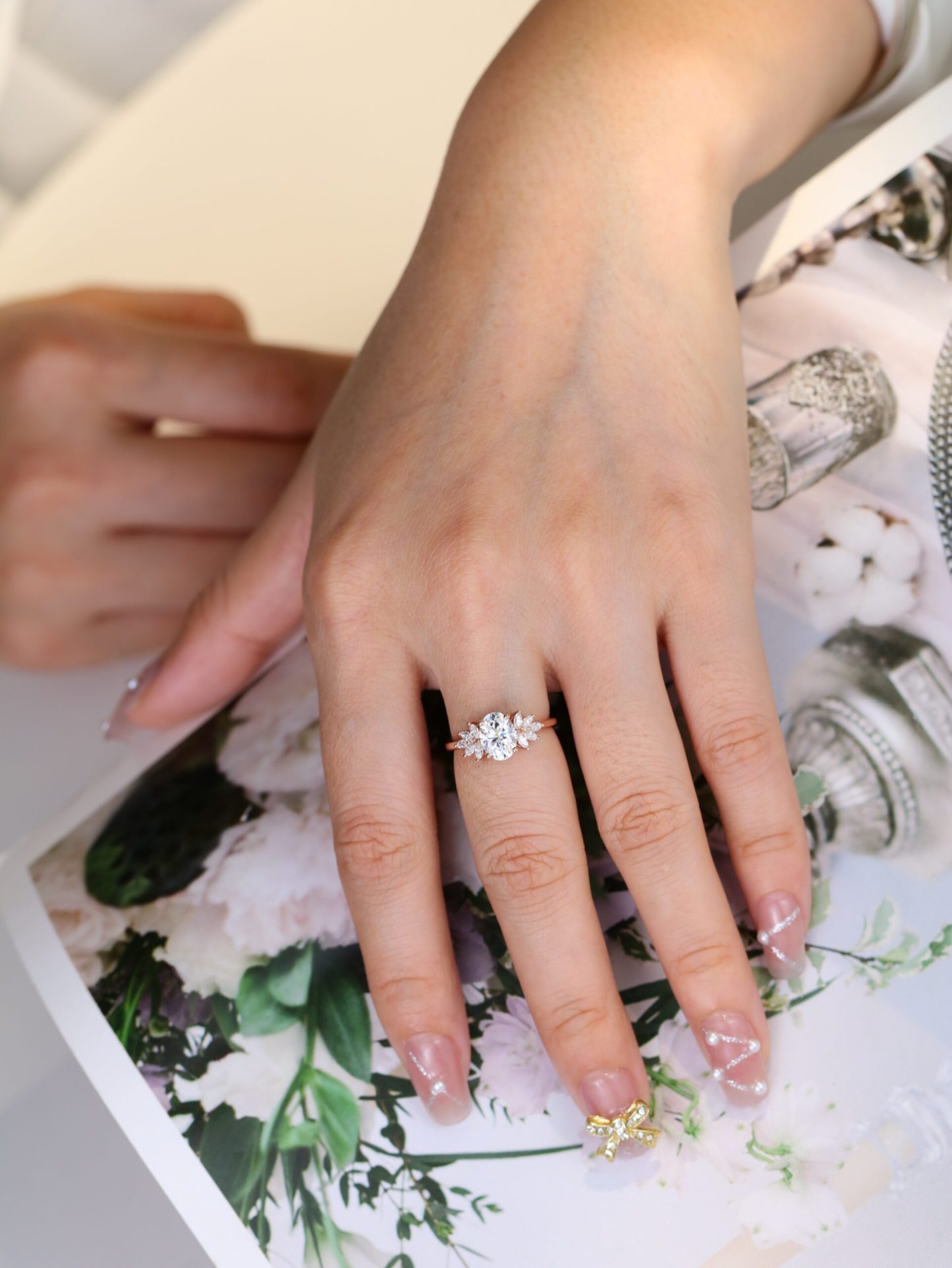 1.5 Carat Oval Cut Moissanite Engagement Ring In 14K Rose Gold