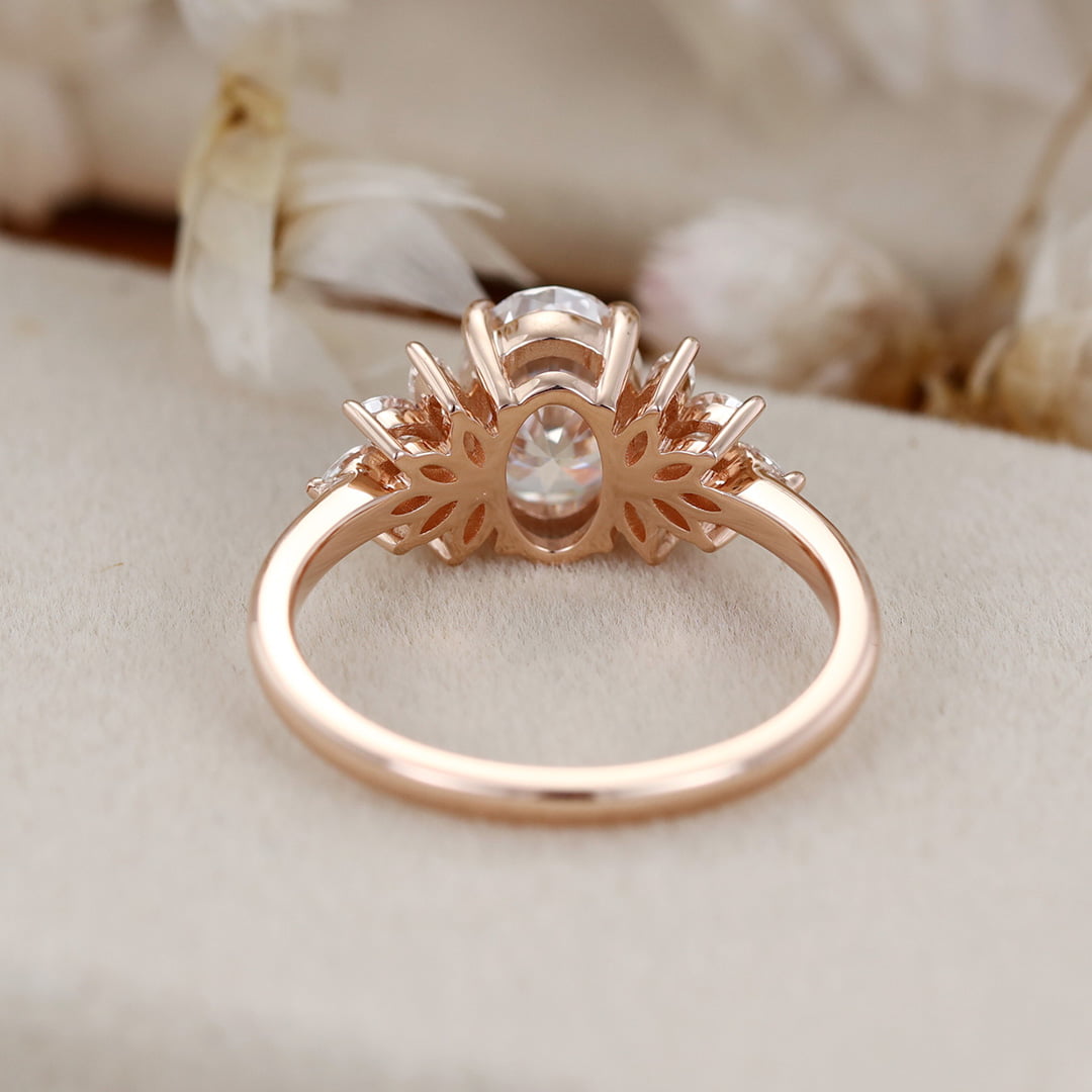 1.5 Carat Oval Cut Moissanite Engagement Ring In 14K Rose Gold