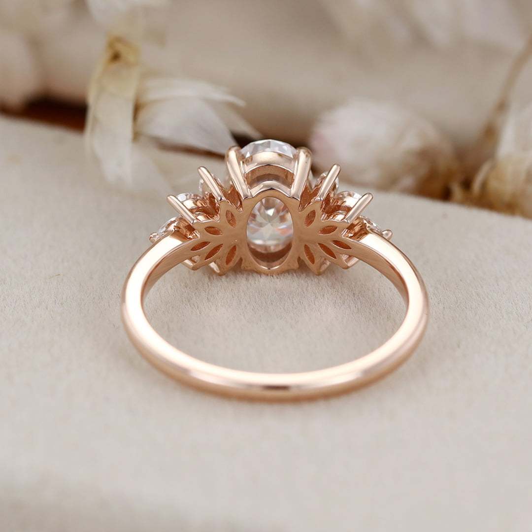 1.5 Carat Oval Cut Moissanite Engagement Ring In 14K Rose Gold