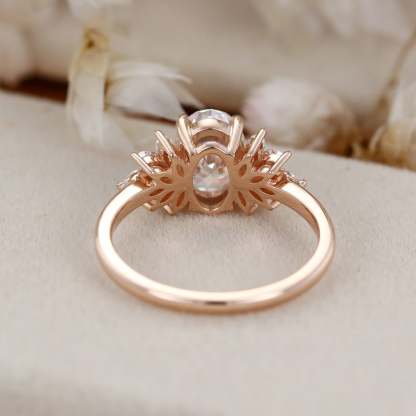 1.5 Carat Oval Cut Moissanite Engagement Ring In 14K Rose Gold