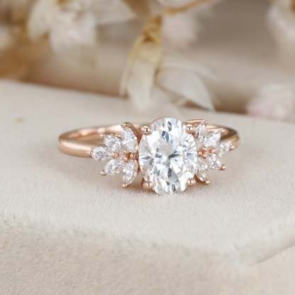 1.5 Carat Oval Cut Moissanite Engagement Ring In 14K Rose Gold