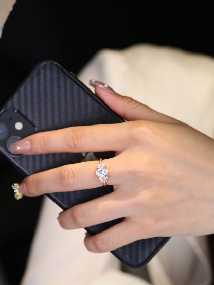 1.5 Carat Oval Cut Moissanite Engagement Ring In 14K Rose Gold