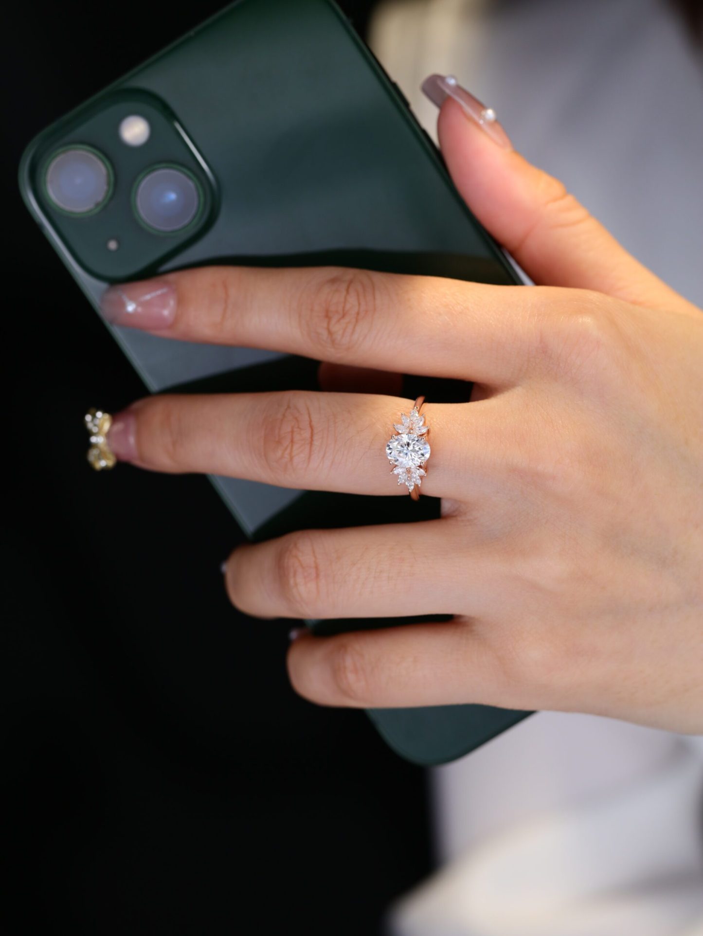 1.5 Carat Oval Cut Moissanite Engagement Ring In 14K Rose Gold