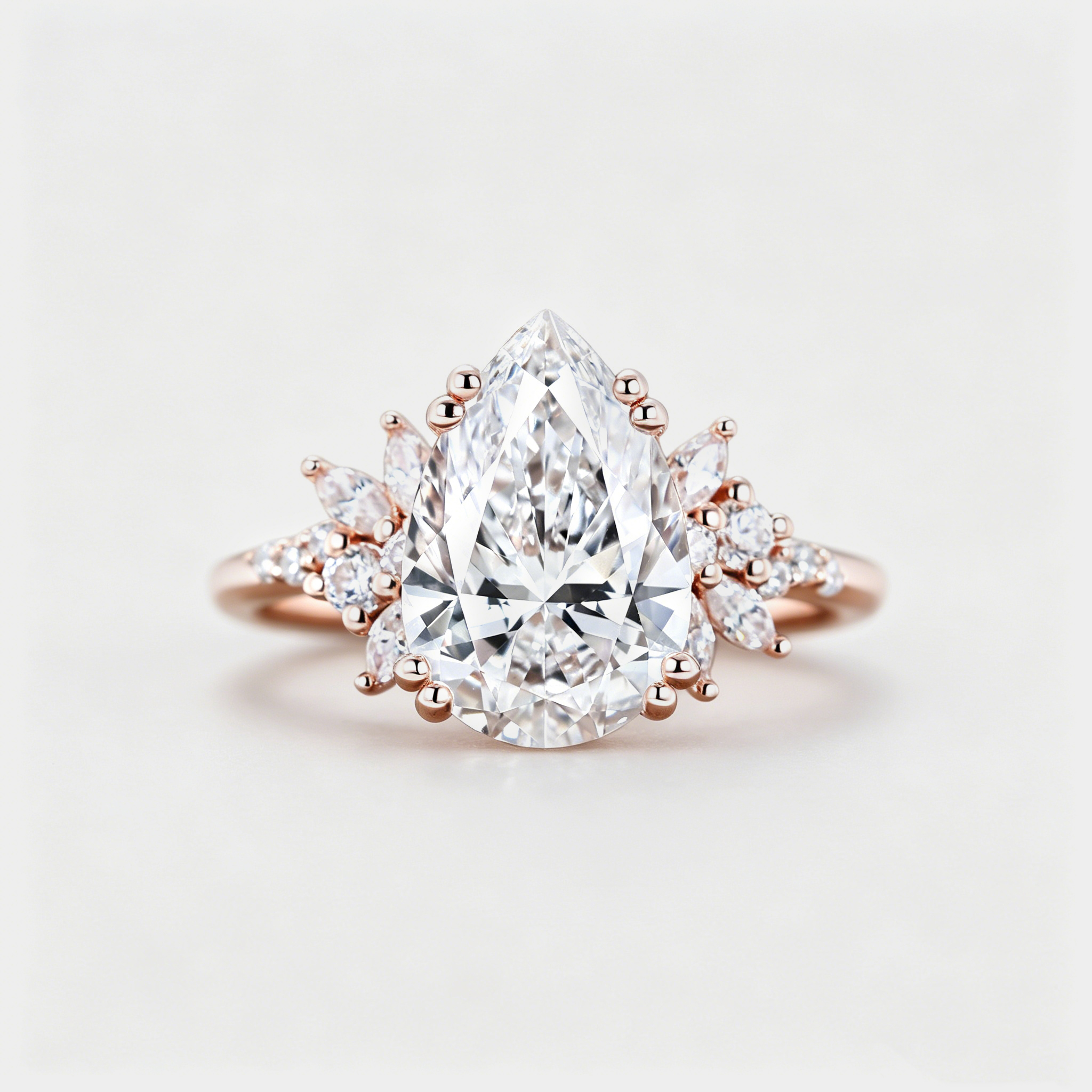 Pear Shaped Lab Grown Diamond Engagement Ring – 14K Rose Gold Bridal Promise Ring