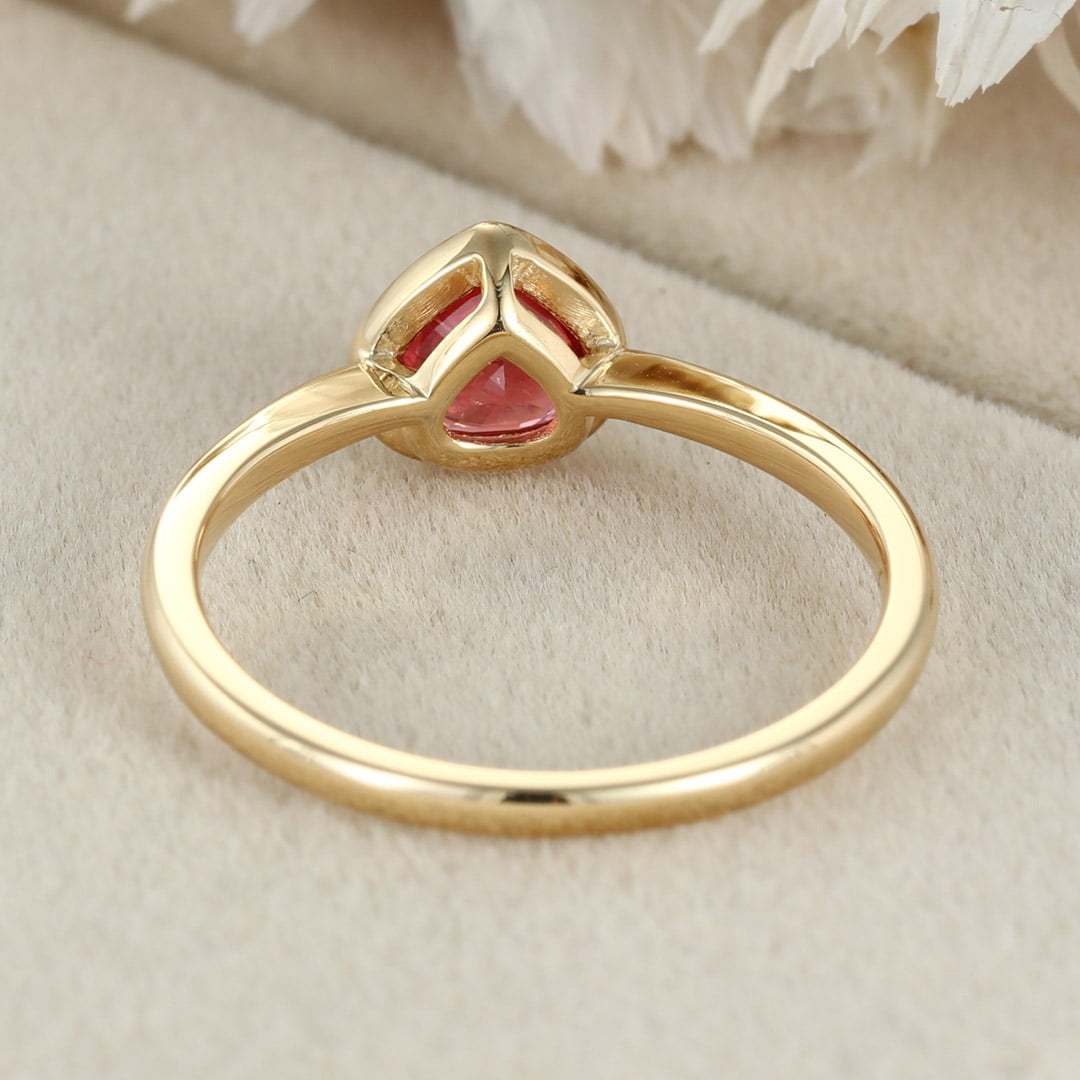 Pink Tourmaline Ring Pear Shaped Cut Pink Tourmaline Engagement Ring Natural Pink Tourmaline Wedding Ring Women Promise Bridal Ring