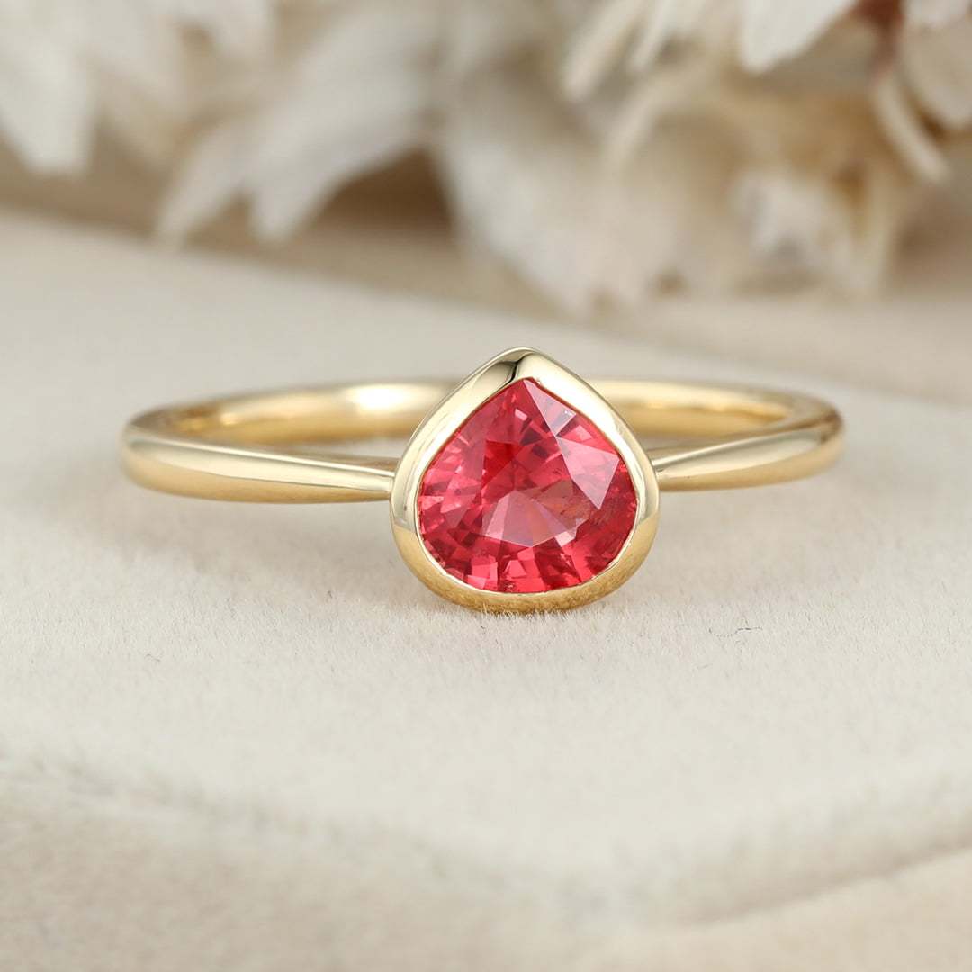 Pink Tourmaline Ring Pear Shaped Cut Pink Tourmaline Engagement Ring Natural Pink Tourmaline Wedding Ring Women Promise Bridal Ring