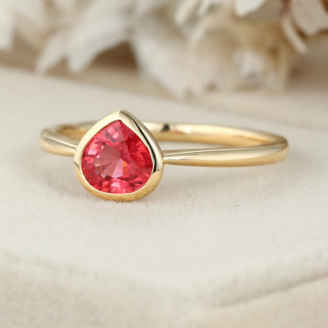 Pink Tourmaline Ring Pear Shaped Cut Pink Tourmaline Engagement Ring Natural Pink Tourmaline Wedding Ring Women Promise Bridal Ring