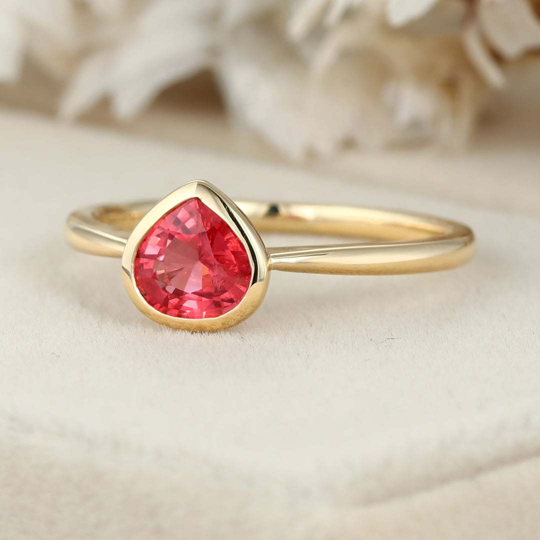 Pink Tourmaline Ring Pear Shaped Cut Pink Tourmaline Engagement Ring Natural Pink Tourmaline Wedding Ring Women Promise Bridal Ring