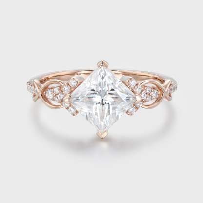 1.5 CT Princess Cut Moissanite Engagement Ring In 14k Rose Gold
