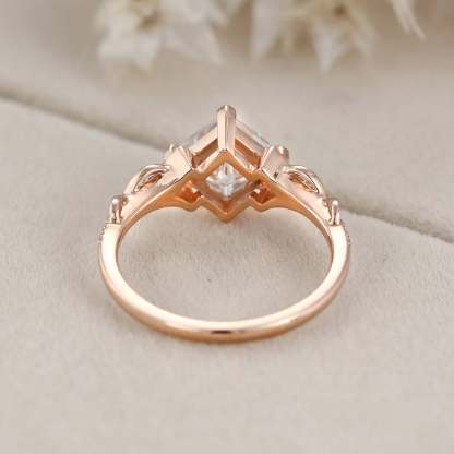 1.5 Carat Princess Cut Moissanite Engagement Ring In 14K Rose Gold