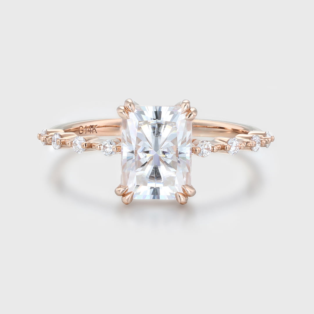 1.8 Carat Radian Cut Moissanite Engagement Ring in 14K Rose Gold