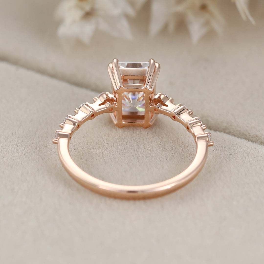 Radian cut Moissanite engagement ring unique engagement ring Vintage Rose gold engagement ring wedding ring Bridal Promise Anniversary gift