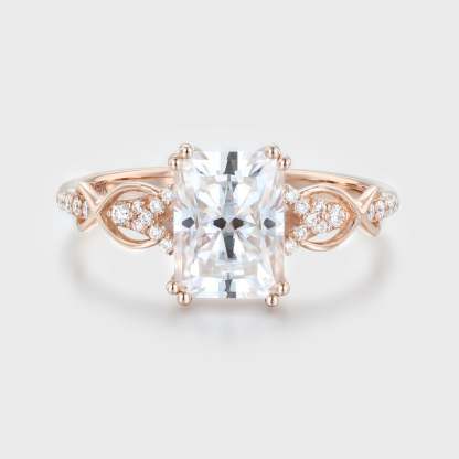 8x6mm Radiant Cut Moissanite Engagement Ring In 14k Rose Gold