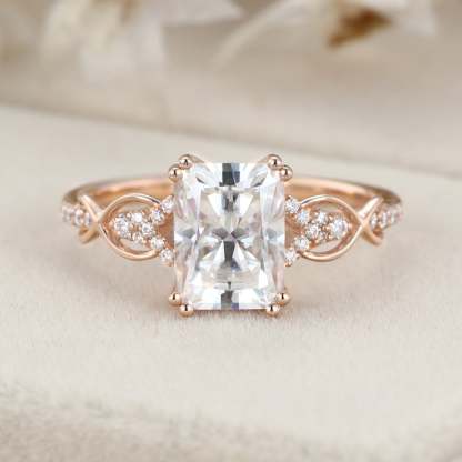 8x6mm Radiant Cut Moissanite Engagement Ring In 14k Rose Gold