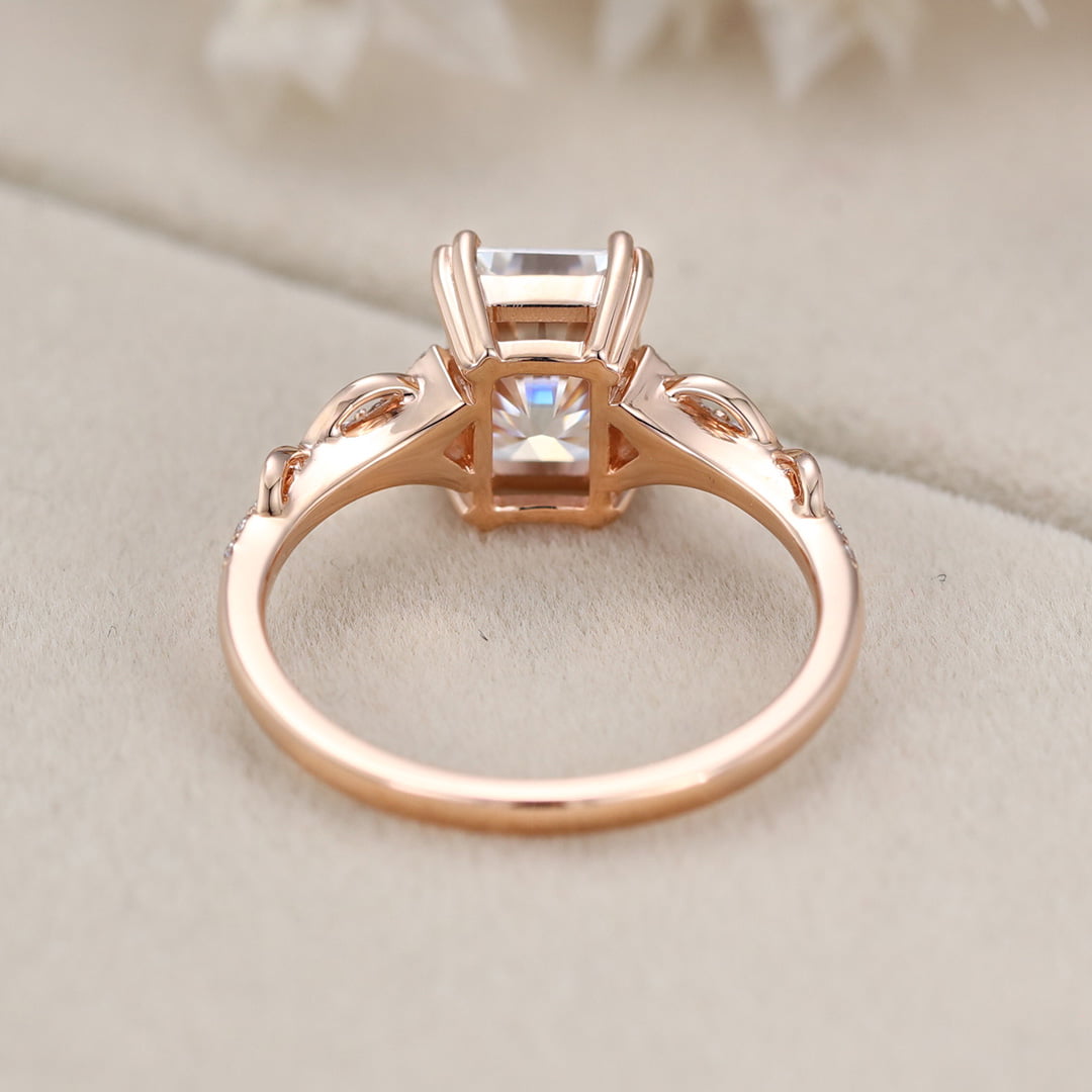 8x6mm Radiant Cut Moissanite Engagement Ring In 14k Rose Gold