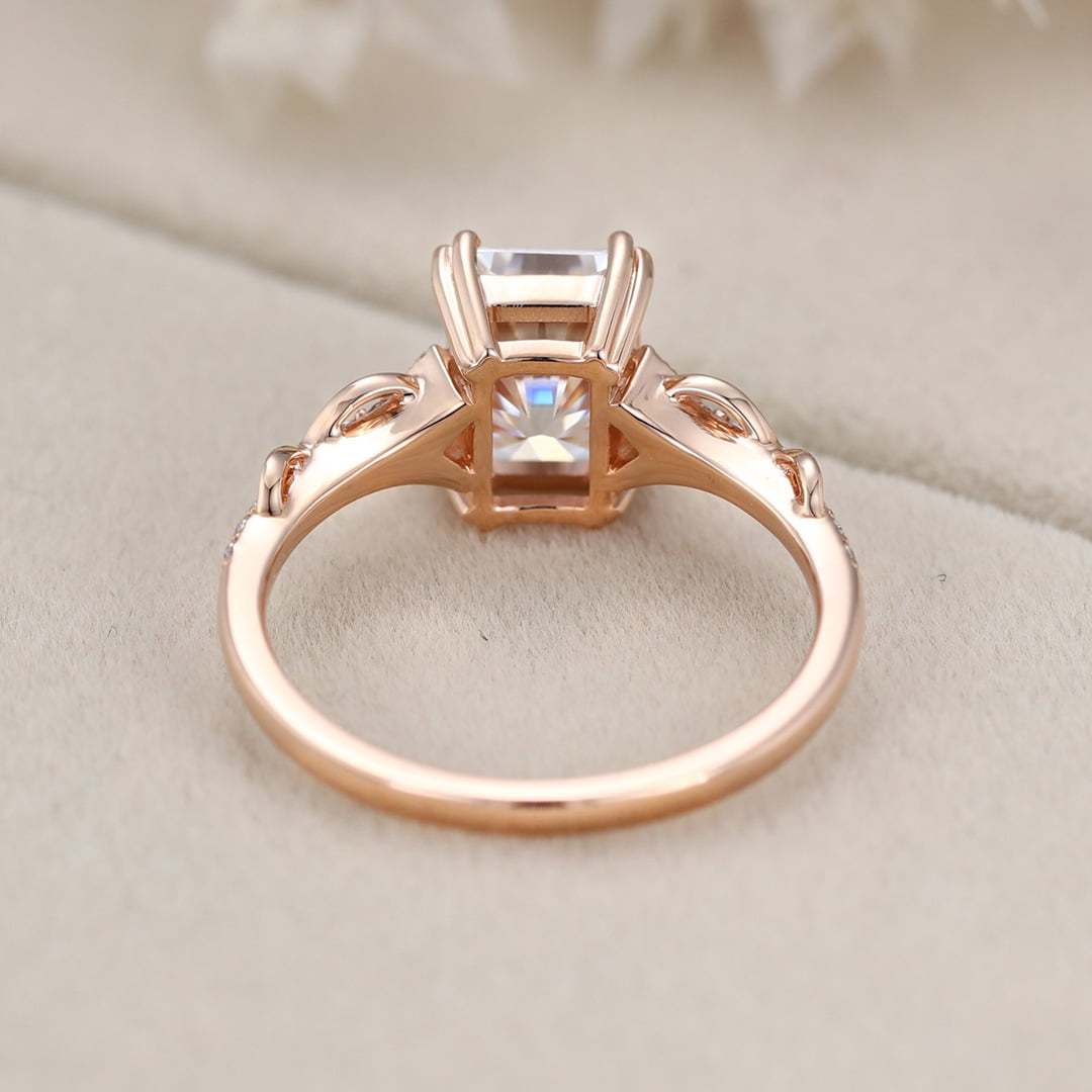 8x6mm Radiant Cut Moissanite Engagement Ring In 14k Rose Gold
