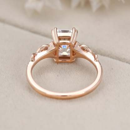 8x6mm Radiant Cut Moissanite Engagement Ring In 14k Rose Gold
