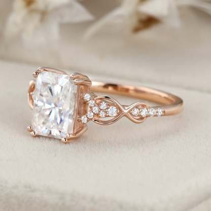 8x6mm Radiant Cut Moissanite Engagement Ring In 14k Rose Gold