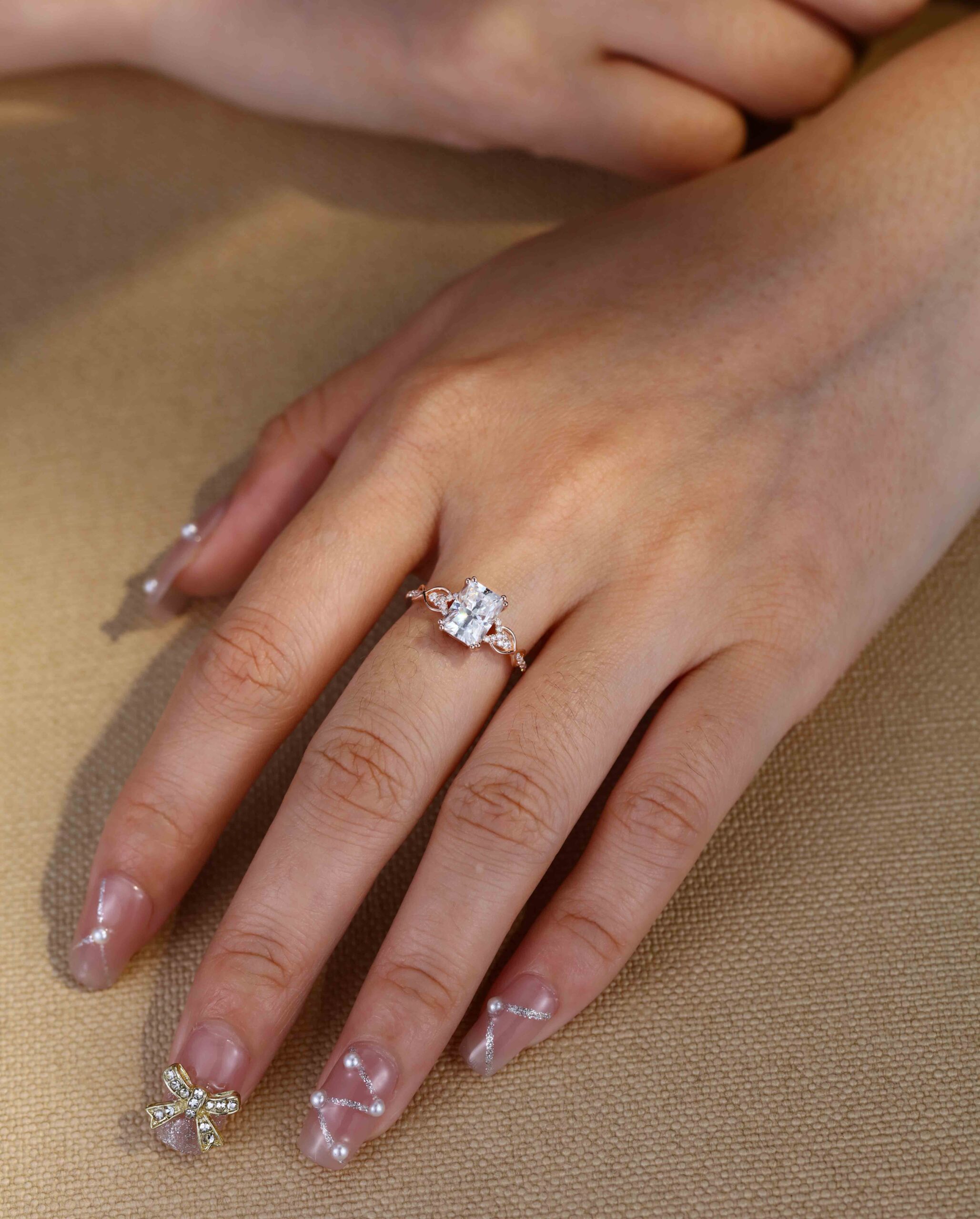 8x6mm Radiant Cut Moissanite Engagement Ring In 14k Rose Gold