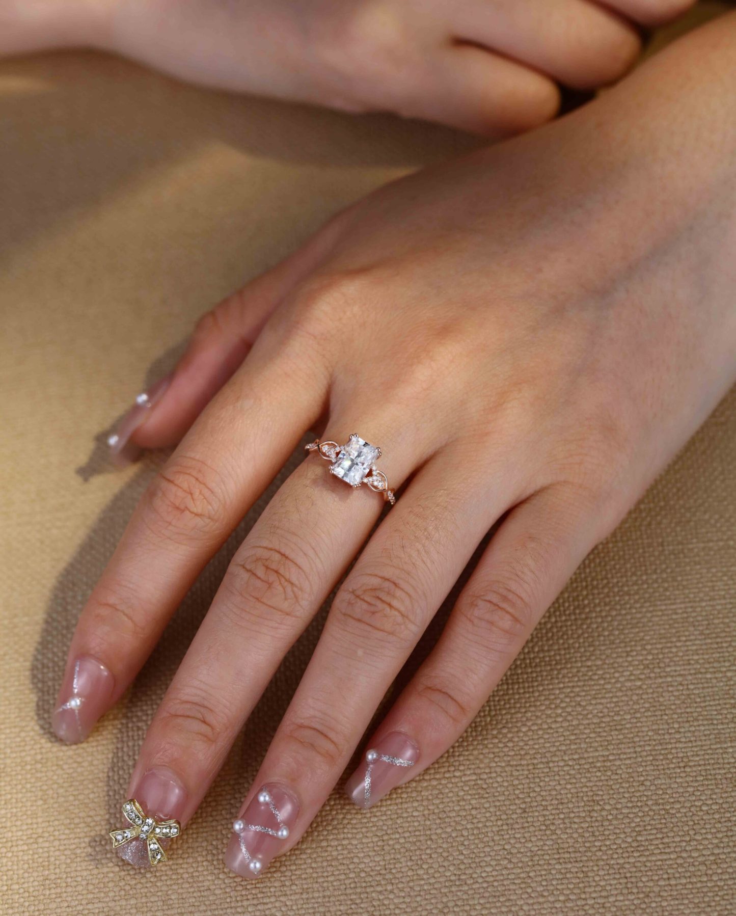 8x6mm Radiant Cut Moissanite Engagement Ring In 14k Rose Gold