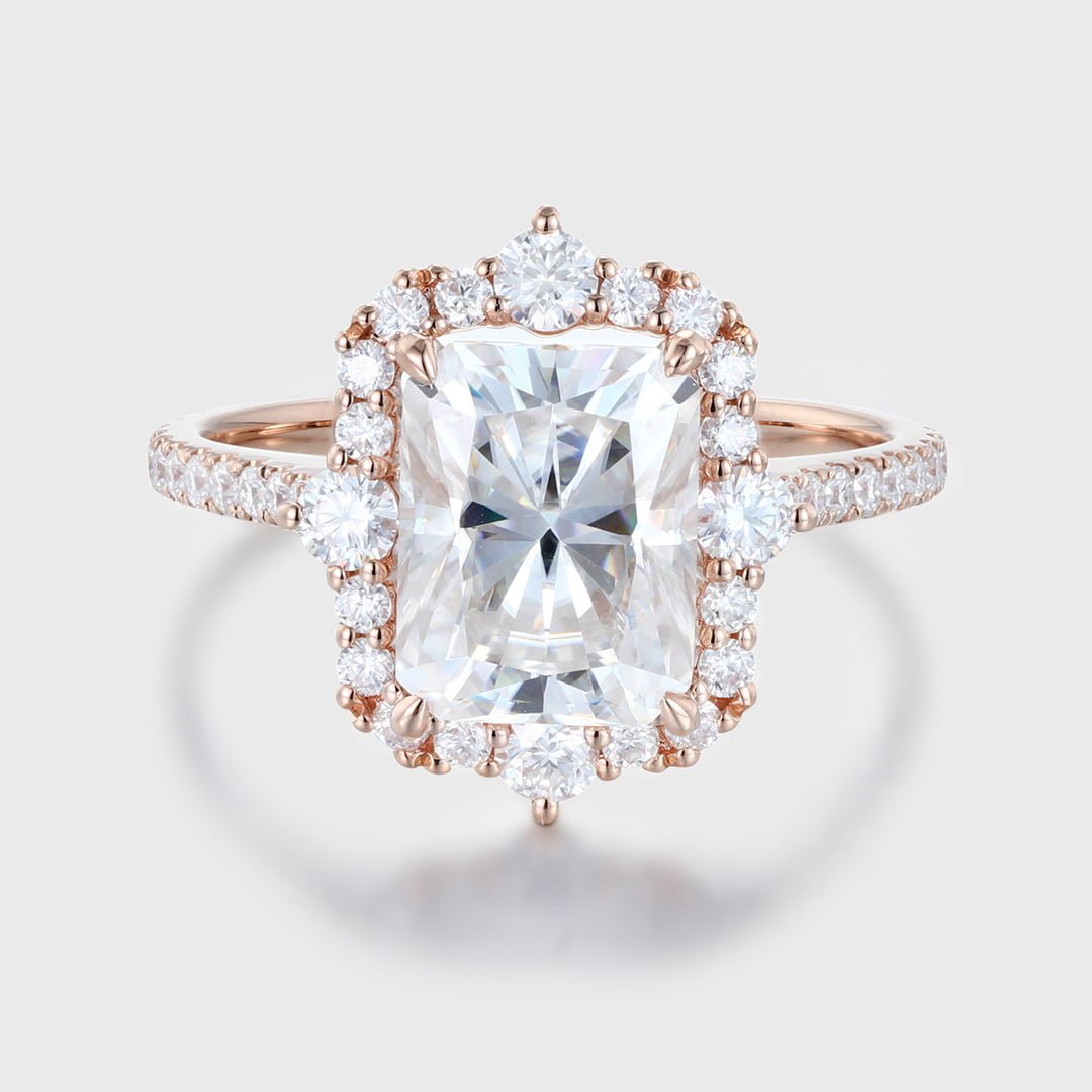 Radiant Moissanite Ring 3CT Radiant Engagement Ring Radiant Cut Rose gold Moissanite Ring art deco engagement Ring Moissanite Ring wedding