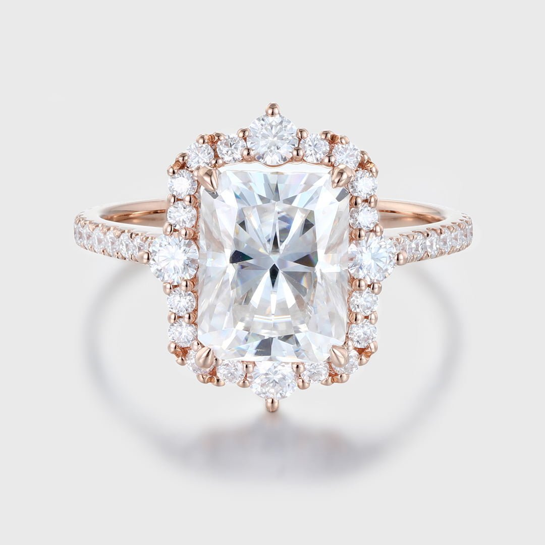 Radiant Moissanite Ring 3CT Radiant Engagement Ring Radiant Cut Rose gold Moissanite Ring art deco engagement Ring Moissanite Ring wedding