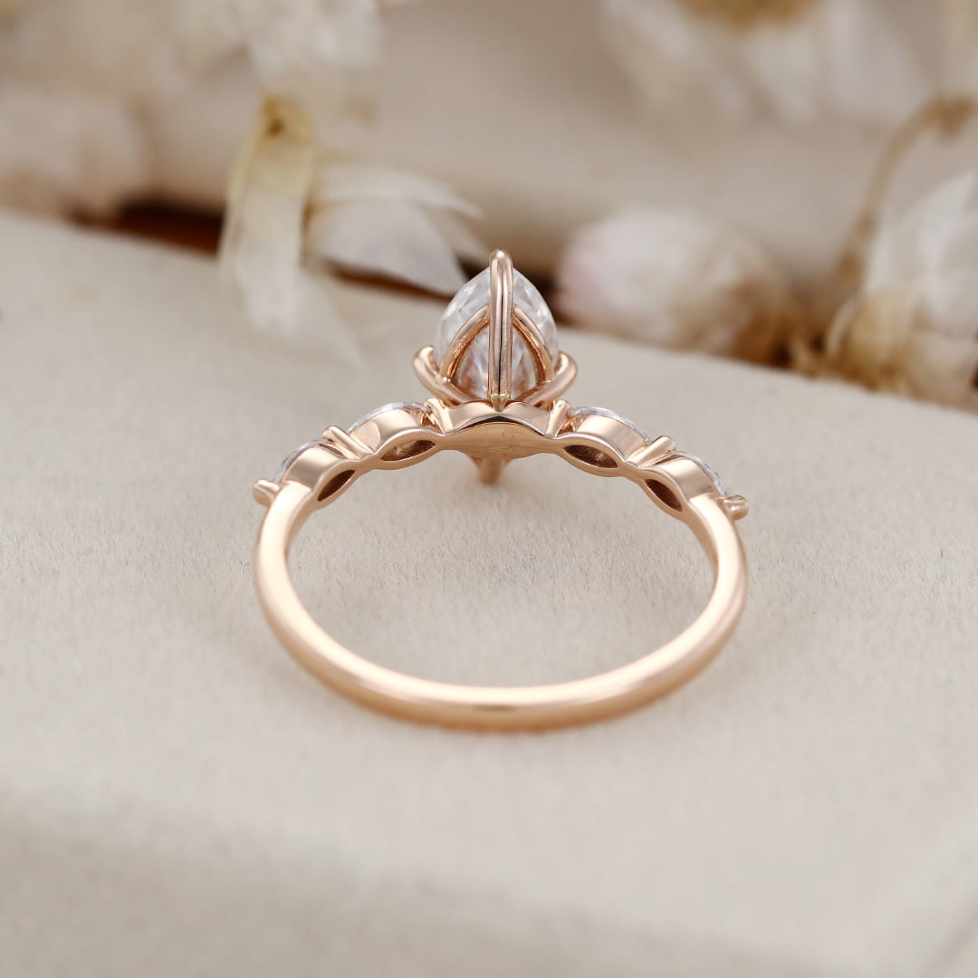 1 Carat Marquise Cut Moissanite Engagement Ring In 14k Rose Gold