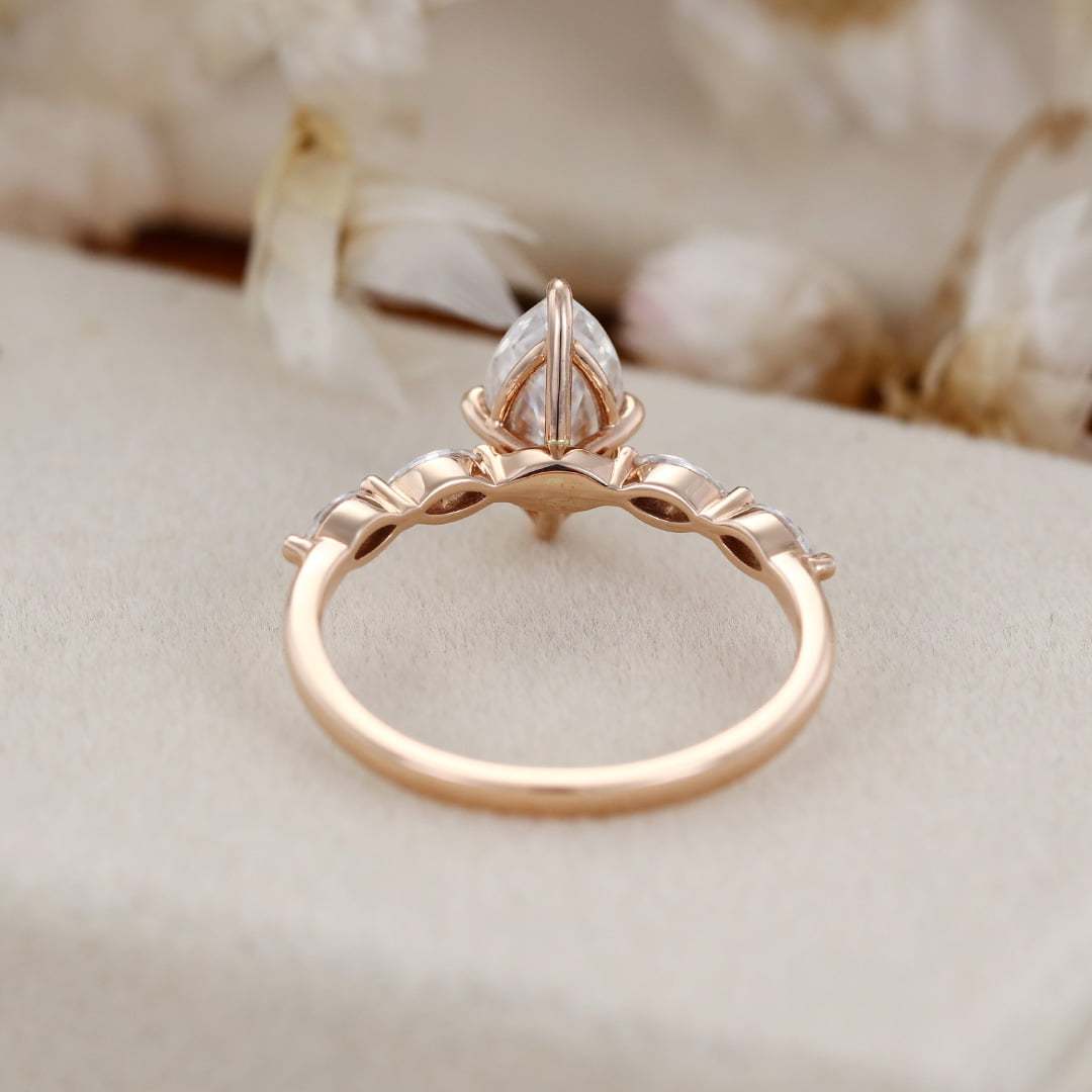 1 Carat Marquise Cut Moissanite Engagement Ring In 14k Rose Gold