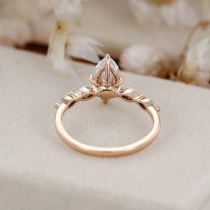 1 Carat Marquise Cut Moissanite Engagement Ring In 14k Rose Gold