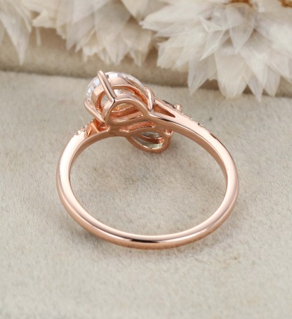 Toi Et Moi Engagement Ring Lab Alexandrite & Moissanite Ring 14k Solid Gold Two Stone Wedding Ring