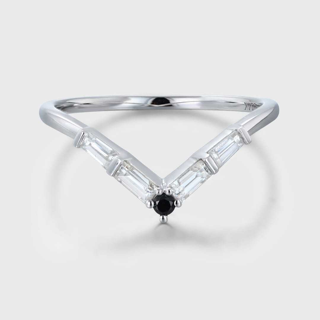 Unique Bridal Stacking Ring Curved Wedding Band Women Vintage Baguette 14K Solid Gold Moissanite Wedding Band Promise Anniversary Gift Ring