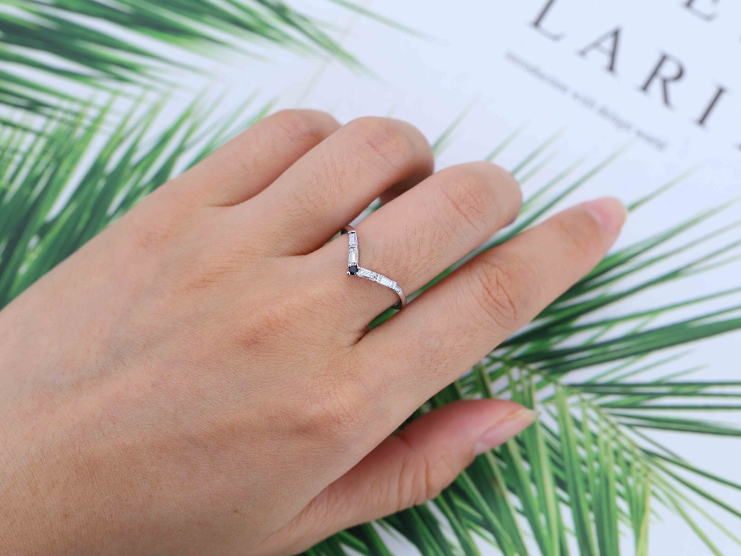Unique Bridal Stacking Ring Curved Wedding Band Women Vintage Baguette 14K Solid Gold Moissanite Wedding Band Promise Anniversary Gift Ring