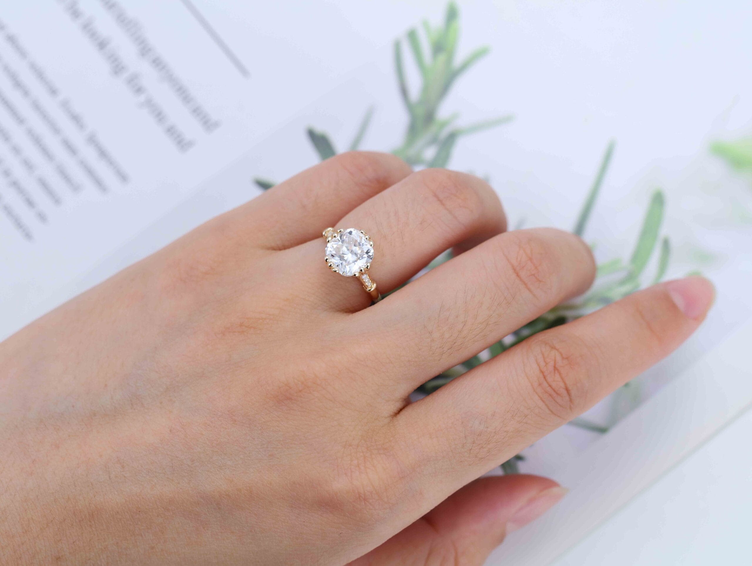 Unique Cushion cut Moissanite engagement Ring Vintage Yellow gold engagement ring wedding ring Bridal set Promise Anniversary gift