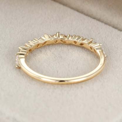 Unique Half Eternity diamond ring Solid 14K Yellow gold wedding band women Moissanite wedding band Vintage Bridal Promise gift for her