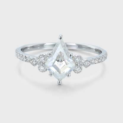 1.5 Carat Kite Cut Moissanite Engagement Ring 14K White Gold