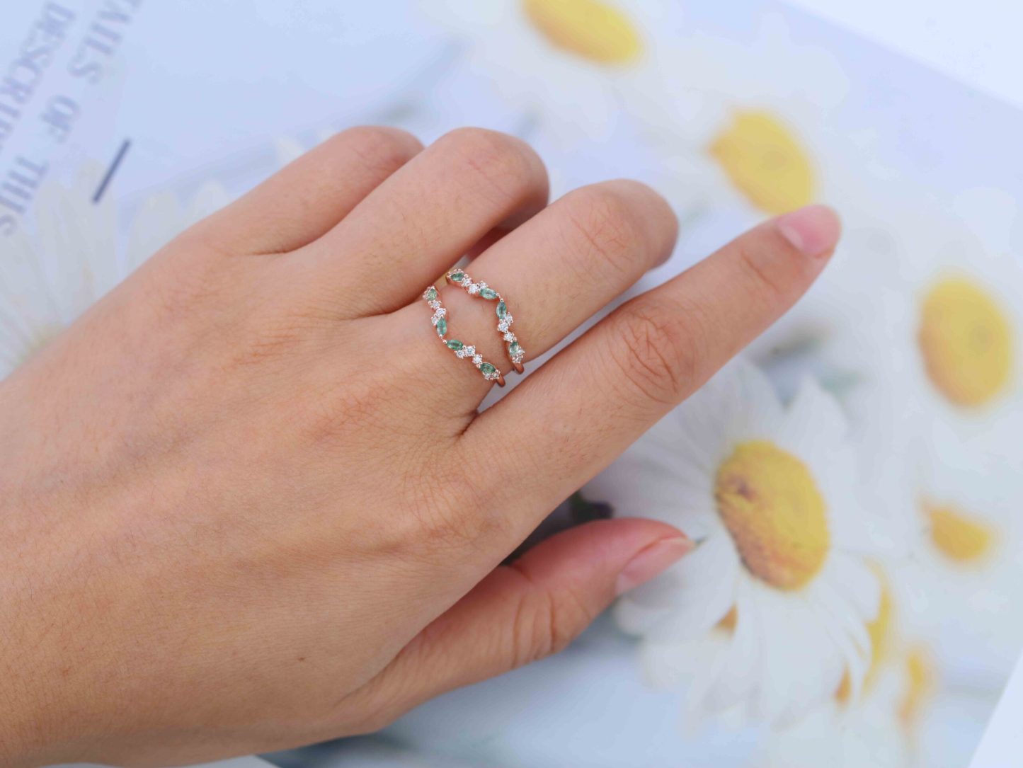 Unique Moss Agate Ring Enhancer Rose Gold Women Moissanite Curved Wedding Band Stacking Matching Promise Ring Personalized Gift For Her