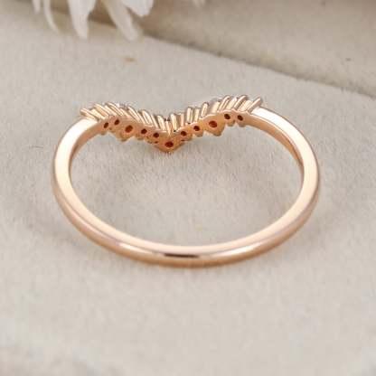 Unique Rose gold moissanite wedding band Curved Diamond wedding ring Vintage wedding band matching band Bridal promise Anniversary gift
