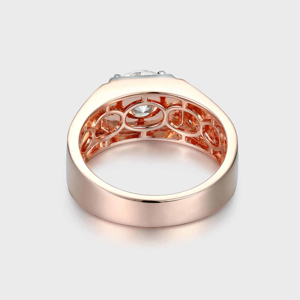 Unique Solid Men's Moissanite Wedding Ring 14k Gold Mens Ring Modern Ring