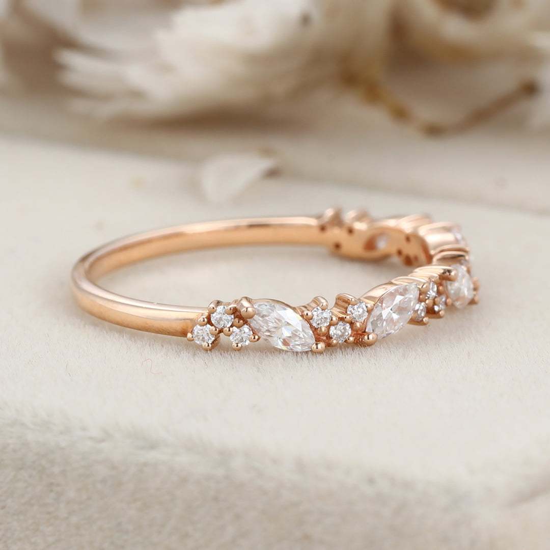 Half Eternity Rose Gold Lab-Grown Diamonds Wedding Band Women Ring