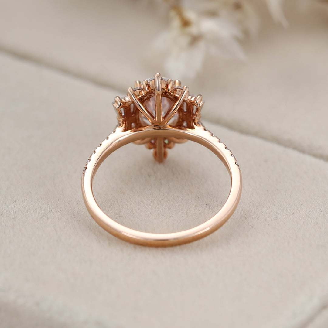 Vintage Luxury Art Deco Oval Moissanite Engagement Ring in 14K Black Gold – Elegant Bridal Jewelry for Women