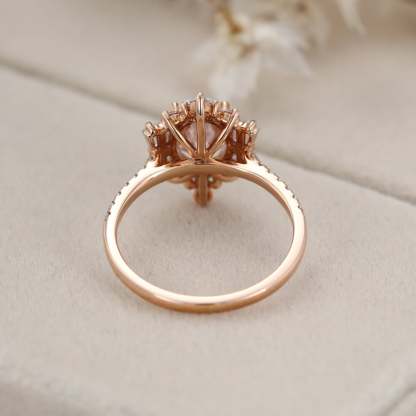 Vintage Luxury Art Deco Oval Moissanite Engagement Ring in 14K Black Gold – Elegant Bridal Jewelry for Women