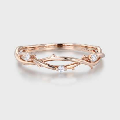 Vintage diamond wedding band twist wedding ring Unique rose gold wedding band bridal ring art deco ring promise ring Bridal anniversary gift