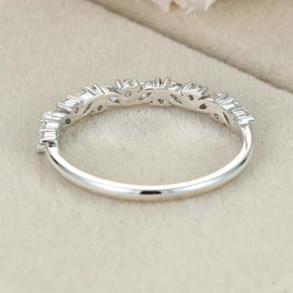 White gold wedding band women half eternity Marquise Moissanite wedding band vintage Matching Unique Bridal Stacking Promise gift for women