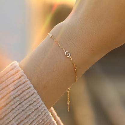 Yellow Gold Diamond Bracelet 14k Solid Gold Pave White Diamond S-shape Bracelet Dainty Friendship Bracelet Tiny Diamond Bracelet
