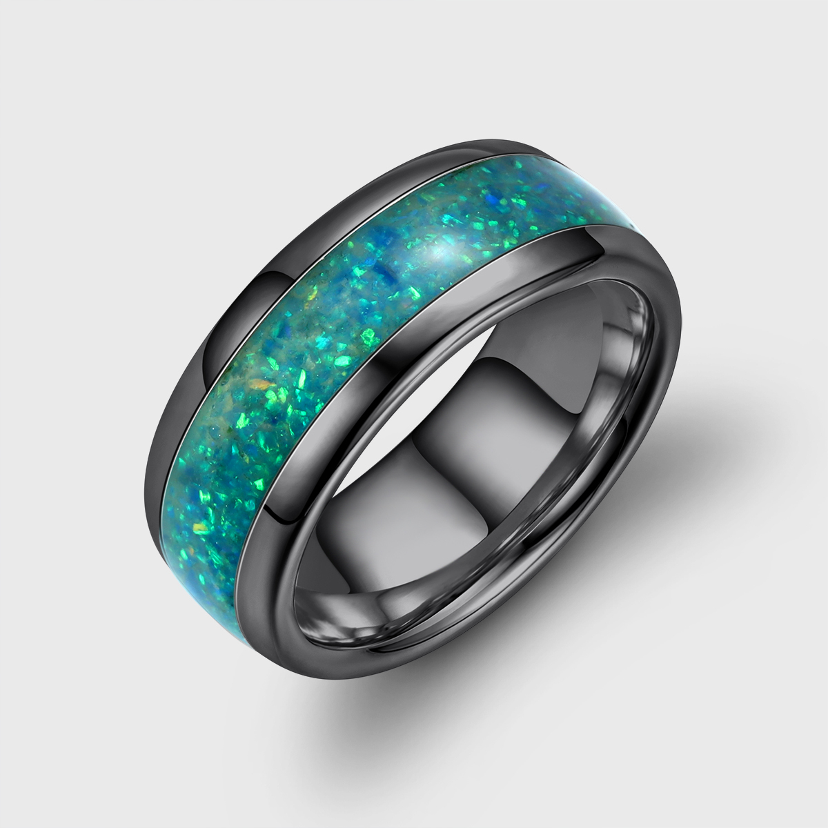 Peacock Blue Opal Sterling Silver Wedding Ring Band 6 mm Black Gold Ring Ring Gift For Her Thin Band Dainty Her Opal Blue Peacock