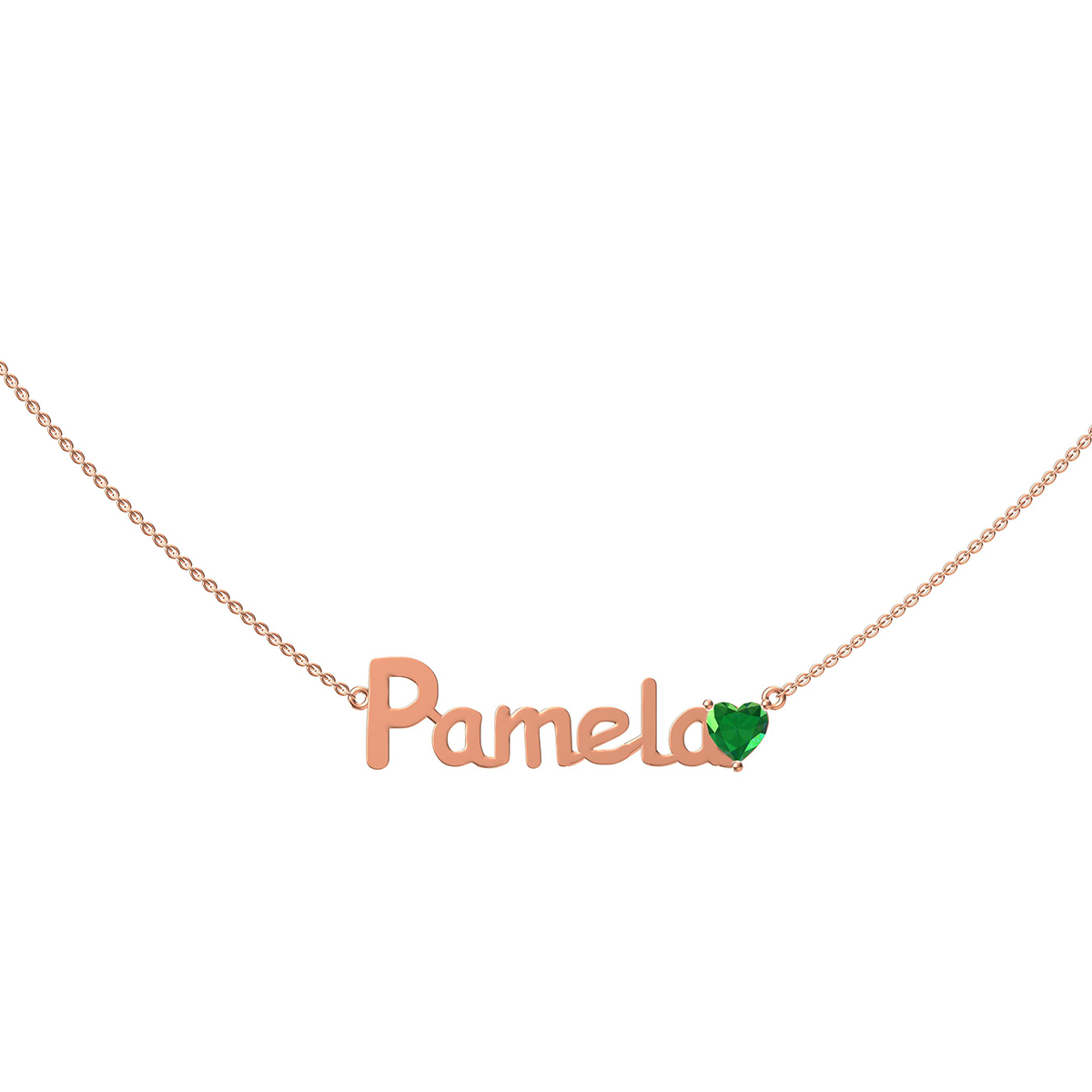 Custom Heart Cut Birthstone Name Necklace in Sterling Silver – Personalized Jewelry Gift for Her